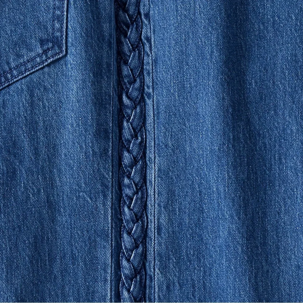 Land’s End Soft Denim High Rise Wide Leg Braided Jeans 15 blue sustainable flare - Picture 5 of 14